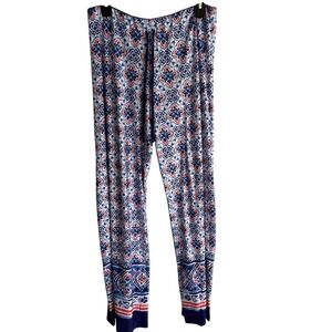 IN BLOOM BY JONQUIL White and Blue Geometric Ladies Pajama Lounge Pants, M